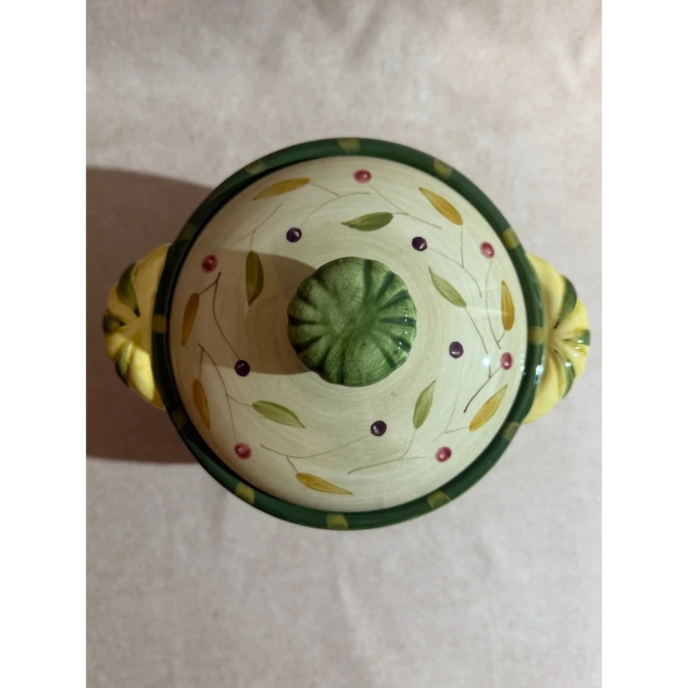 Certified International La Toscana Gladding Ceramic Fruit Floral‎ Canister w Lid
